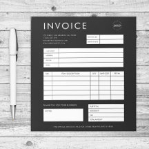 Black Minimalist Custom Small Business Invoice
