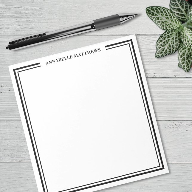 Bloc De Notas Black Minimalist Monogram (Black Minimalist Monogram Notepad)