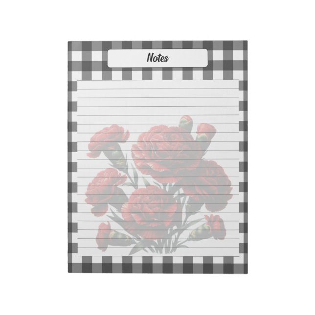 Bloc De Notas Black n White Floral Gingham _ Notas (Lado Izquierdo)