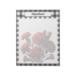 Bloc De Notas Black n White Floral Gingham _ Vision Board