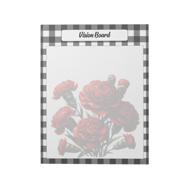 Bloc De Notas Black n White Floral Gingham _ Vision Board (Lado Izquierdo)