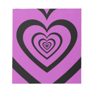 Bloc De Notas Black Purple Hypnotic Heart Love Pattern