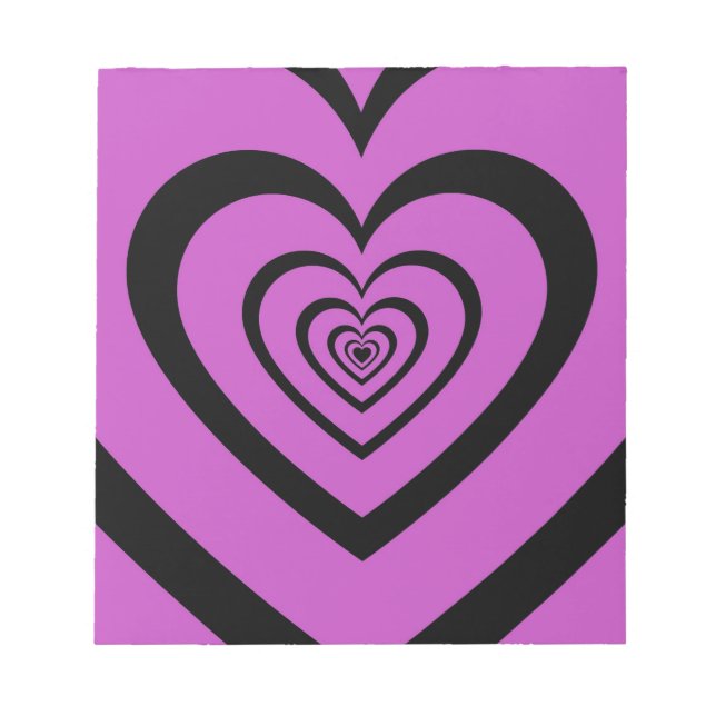 Bloc De Notas Black Purple Hypnotic Heart Love Pattern (Frente)