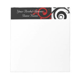 Bloc De Notas Black Red Reverse Swirl Bridal Shower Game General