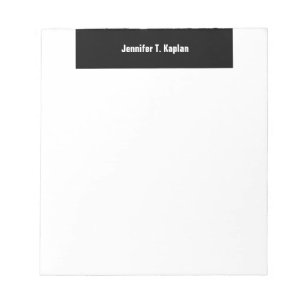 Bloc De Notas Black White Bold Name Plain Profesional Moderno
