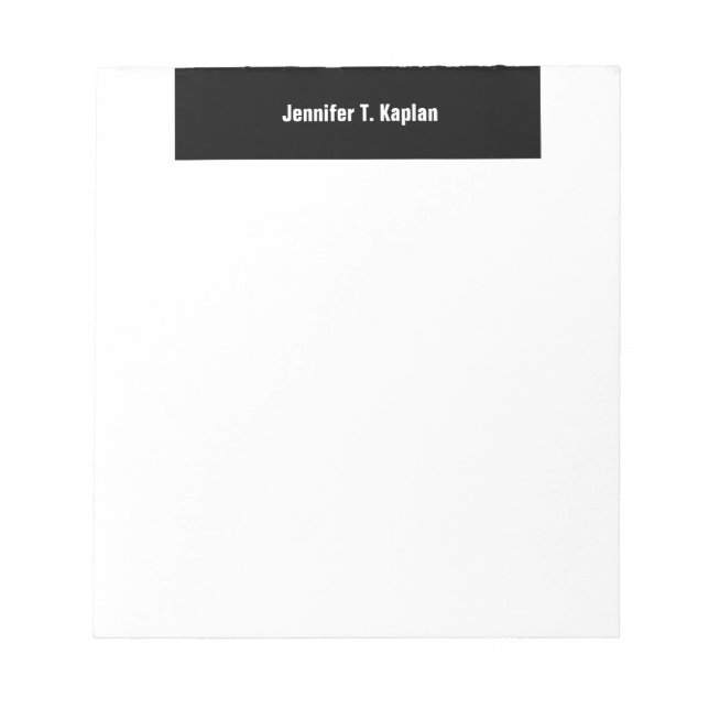 Bloc De Notas Black White Bold Name Plain Profesional Moderno (Frente)