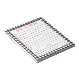 Bloc De Notas Black White Buffalo Plaid Personalized To Do List