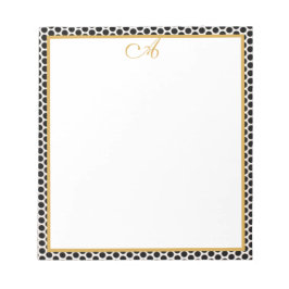 Bloc De Notas Black white Gold polka dot Monogram Name Notepad
