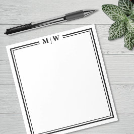 Bloc De Notas Black White Minimalist Monogram