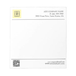 Bloc De Notas Black White QR Code Business Logo Modern