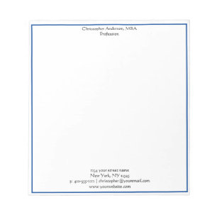 Bloc De Notas Blanco Azul Minimalista Profesional Empresarial