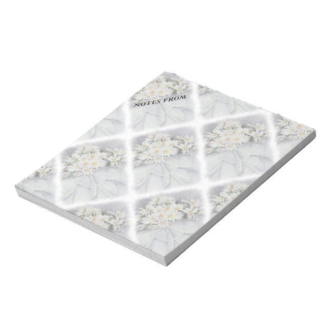 BLOC DE NOTAS BLANCO DAISY BOUQUET NOTA DE PERSONALIZABLE PAD (Lado Izquierdo)