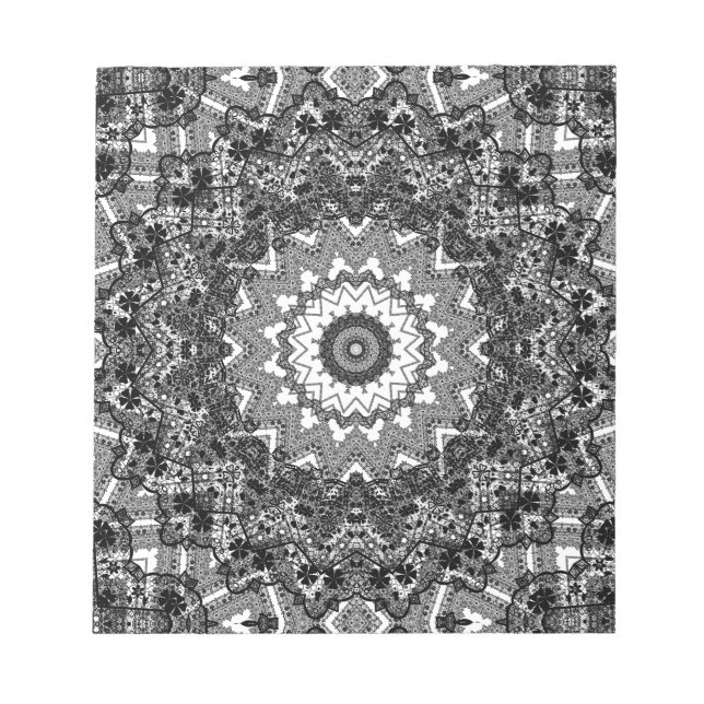 Bloc De Notas Blanco negro, calabaza, mandala (Frente)