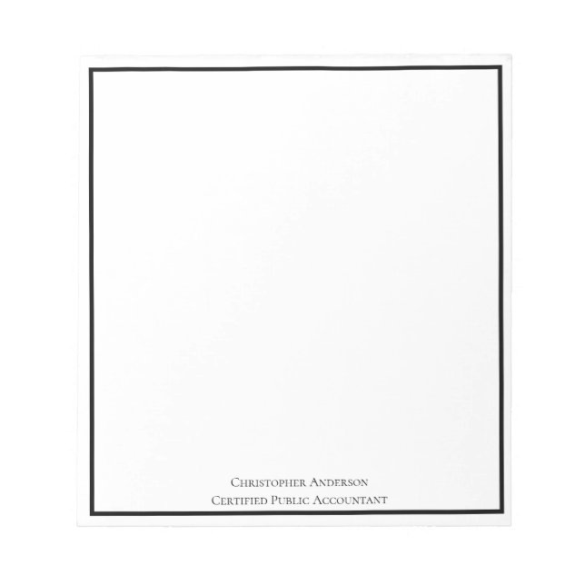 Bloc De Notas Blanco Negro Profesional Personalizado  (Frente)