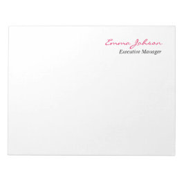 Bloc De Notas Blanco Negro Rosa Elegante Moderno Simple Grande