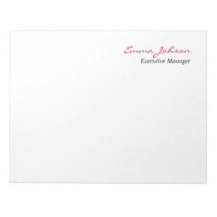 Bloc De Notas Blanco Negro Rosa Elegante Moderno Simple Grande