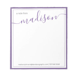 Bloc De Notas Blanco Púrpura Personalizado Nombre Del Escritorio