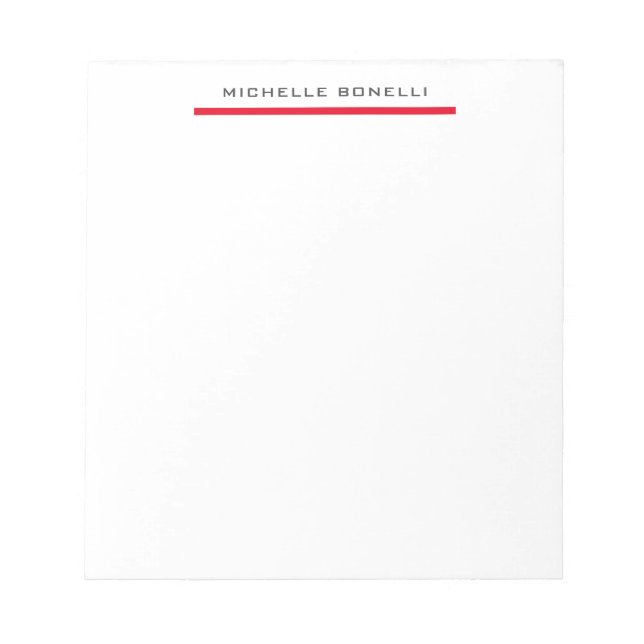 Bloc De Notas Blanco Rojo Profesional Simple Minimalista (Frente)