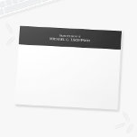 Bloc De Notas Blanco y negro profesional<br><div class="desc">El Bloc de notas profesional presenta un nombre y texto personalizados en estilo de fuente serif clásico blanco,  en el borde superior negro,  en el fondo blanco.</div>