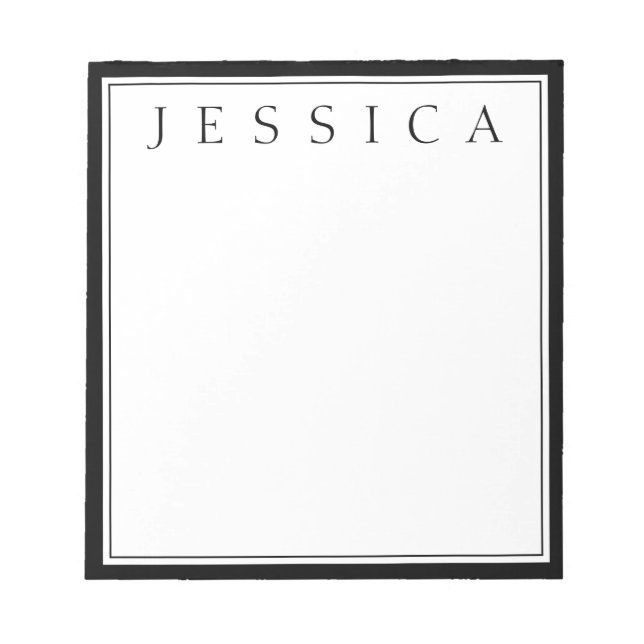 Bloc De Notas Blanco y negro | Su nombre (Frente)