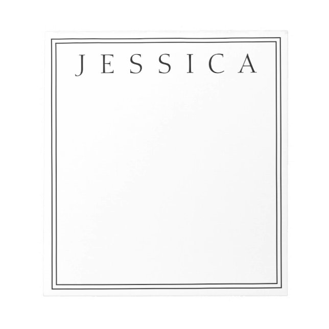 Bloc De Notas Blanco y Negro | Tu Nombre (Frente)