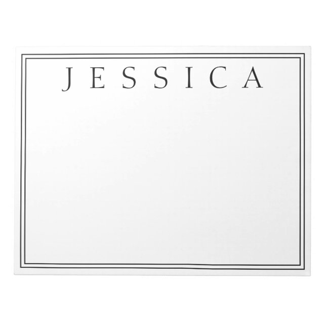 Bloc De Notas Blanco y Negro | Tu Nombre (Frente)