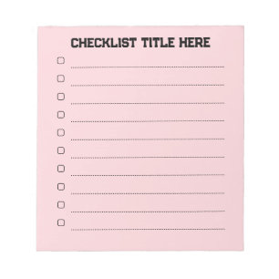 Bloc De Notas Blank Pink Checklist