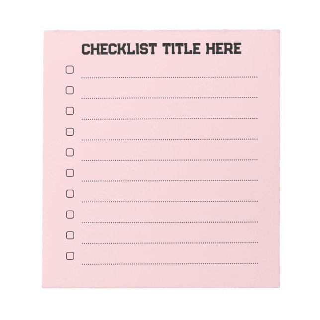 Bloc De Notas Blank Pink Checklist (Frente)