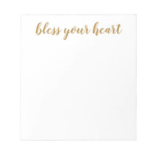 Bloc De Notas Bless Your Heart Gold Script