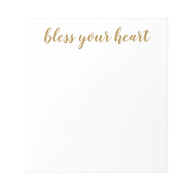 Bloc De Notas Bless Your Heart Gold Script (Frente)