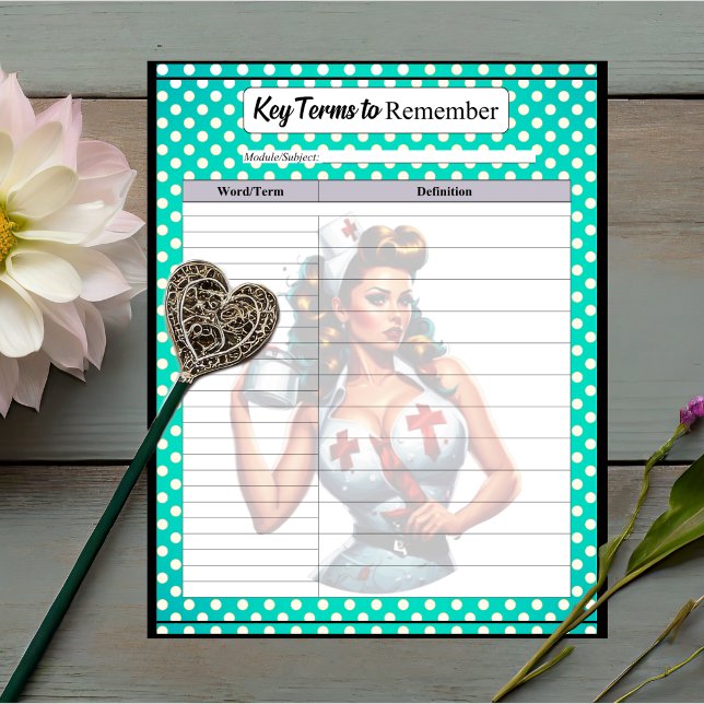 Bloc De Notas Blessed Nurse Pinup _ Términos Clave para Recordar (Subido por el creador)