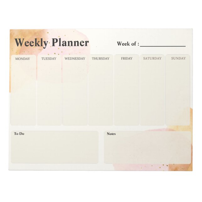 Bloc De Notas Bloc-Note Aquarelle Paillette Weekly Planner (Frente)