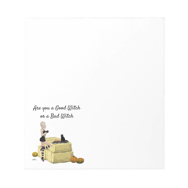 Bloc De Notas Blona Witch Pin Up Chica Halloween Notepad (Frente)