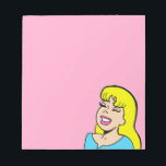 Bloc De Notas Blonde Bombshell Comic Strip Notepad<br><div class="desc">This Blonde Bombshell Comic Strip Notepad features a comic style drawing of a beautiful, blonde girl on a pink background. She has a button nose, full pink lips and the brightest of smiles. Her eyes are closed, probably due to the weight of her lush, black lashes. She has a thick...</div>