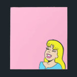Bloc De Notas Blonde Bombshell Comic Strip Notepad<br><div class="desc">This Blonde Bombshell Comic Strip Notepad features a comic style drawing of a beautiful, blonde girl on a pink background. She has a button nose, full pink lips and the brightest of smiles. Her eyes are closed, probably due to the weight of her lush, black lashes. She has a thick...</div>