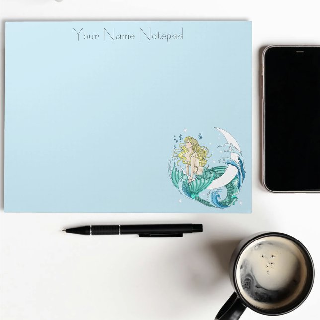 Bloc De Notas Blonde Mermaid Moon Fantasy Art Deco (Subido por el creador)