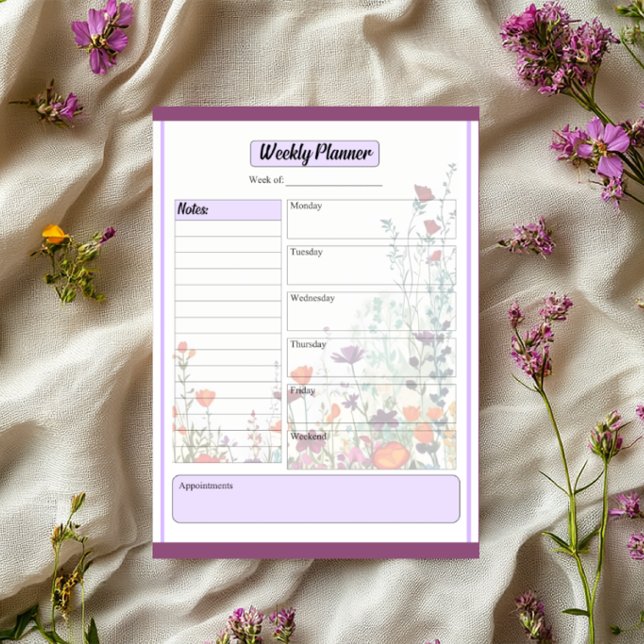 Bloc De Notas Blooming Purple Garden_ Weekly Planner (Subido por el creador)