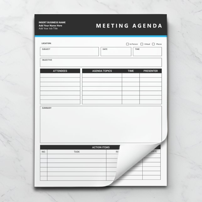Bloc De Notas Bloque de notas de agenda de reunión simple para e (Subido por el creador)