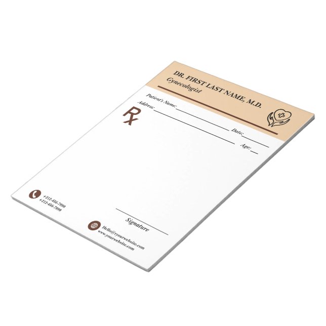 Bloc De Notas Bloque de prescripción médica personalizable Edita (Lado Derecho)