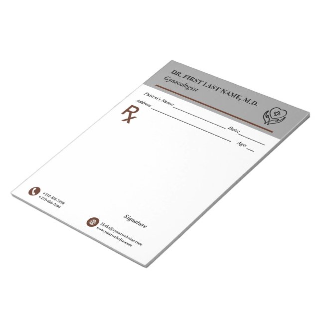 Bloc De Notas Bloque de prescripción médica personalizable Edita (Lado Derecho)