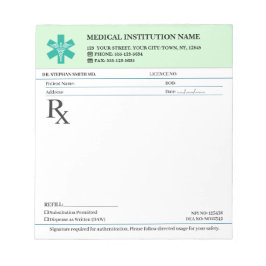 Bloc De Notas Bloque de prescripción médica RX – Verde menta