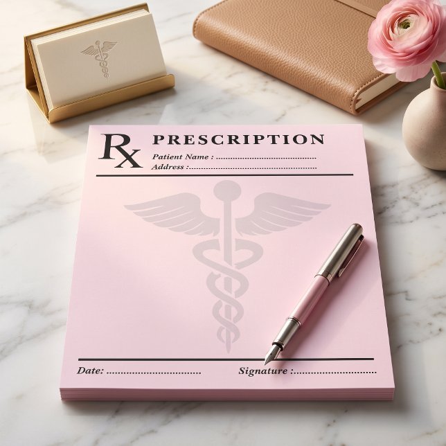 Bloc De Notas Bloque de prescripción RX editable Caduceo de médi (Custom Prescription RX Pad Editable Doctor Caduceus)