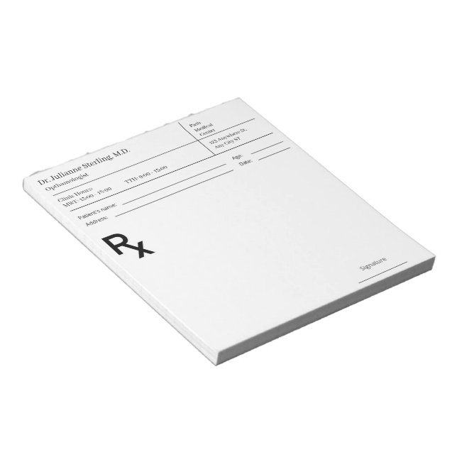 Bloc De Notas Bloque de recetas médicas – RX de médico editable (Lado Derecho)