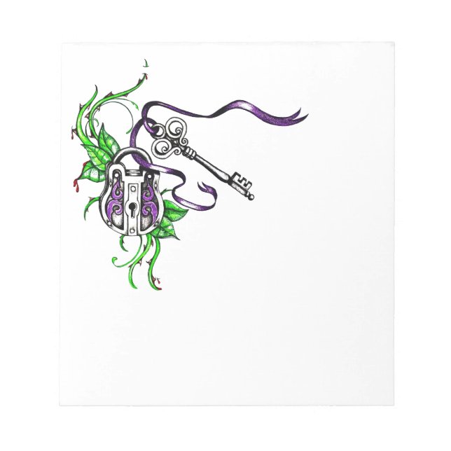 Bloc De Notas Bloqueo violeta y diseño de clave (Frente)