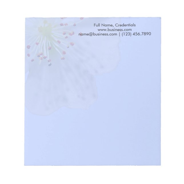 Bloc De Notas Blossom blanco de primavera personalizada en azul  (Frente)