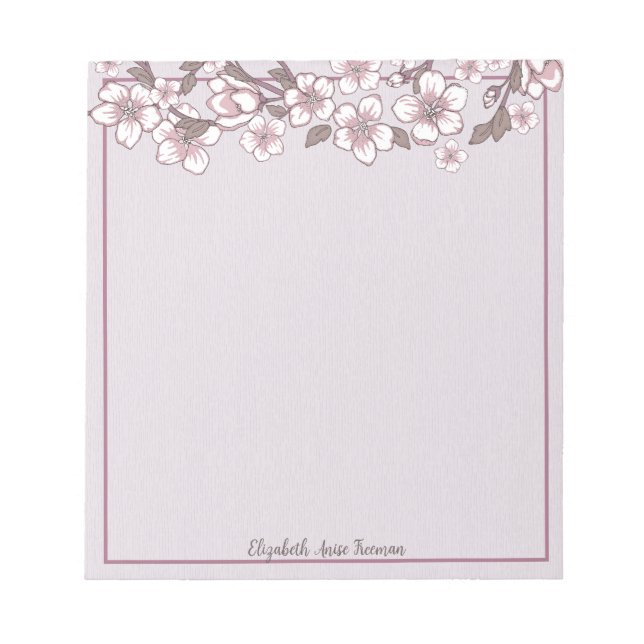 Bloc De Notas Blossom de cerezo Lavender Notepad personalizado (Frente)