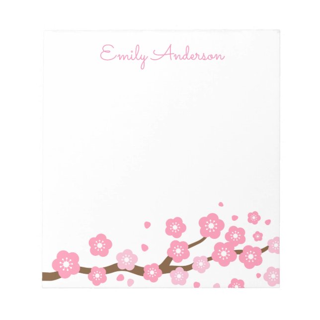 Bloc De Notas Blossoms De Cerezo Rosa Personalizado Notepad (Frente)