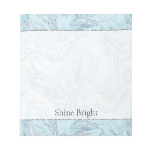 Bloc De Notas Blue Aqua Silver Marble Swirls