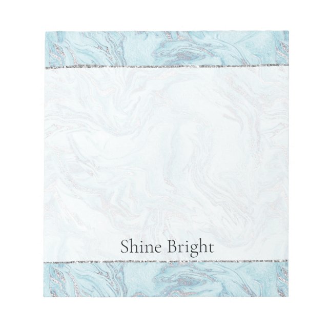 Bloc De Notas Blue Aqua Silver Marble Swirls (Frente)