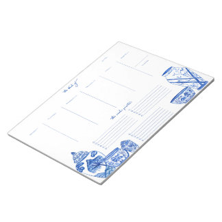 Bloc De Notas Blue Chinoiserie Weekly Planner Notepad